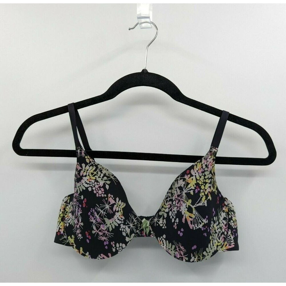 Luleh Bra Women’s 36B Black Colorful Floral Lightly Lined